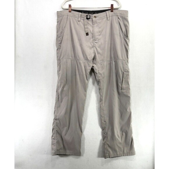 Prana Pants Men 40X30 Grey Beige Zion Outdoor Hiking Basic Everyday Stretch - Picture 1 of 14